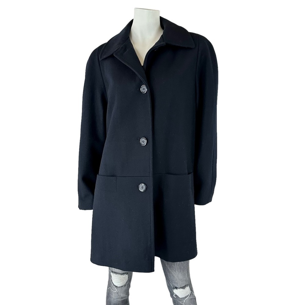 Stunning Oversized Relaxed Wool Overcoat Coat Deep Navy